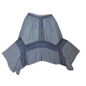 New Directions Womens Blue & White Boho High-Low Skirt LARGE 1908